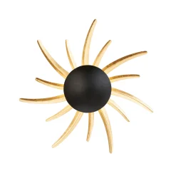 LED-seinävalaisin Sol, musta, kultaisilla säteillä
