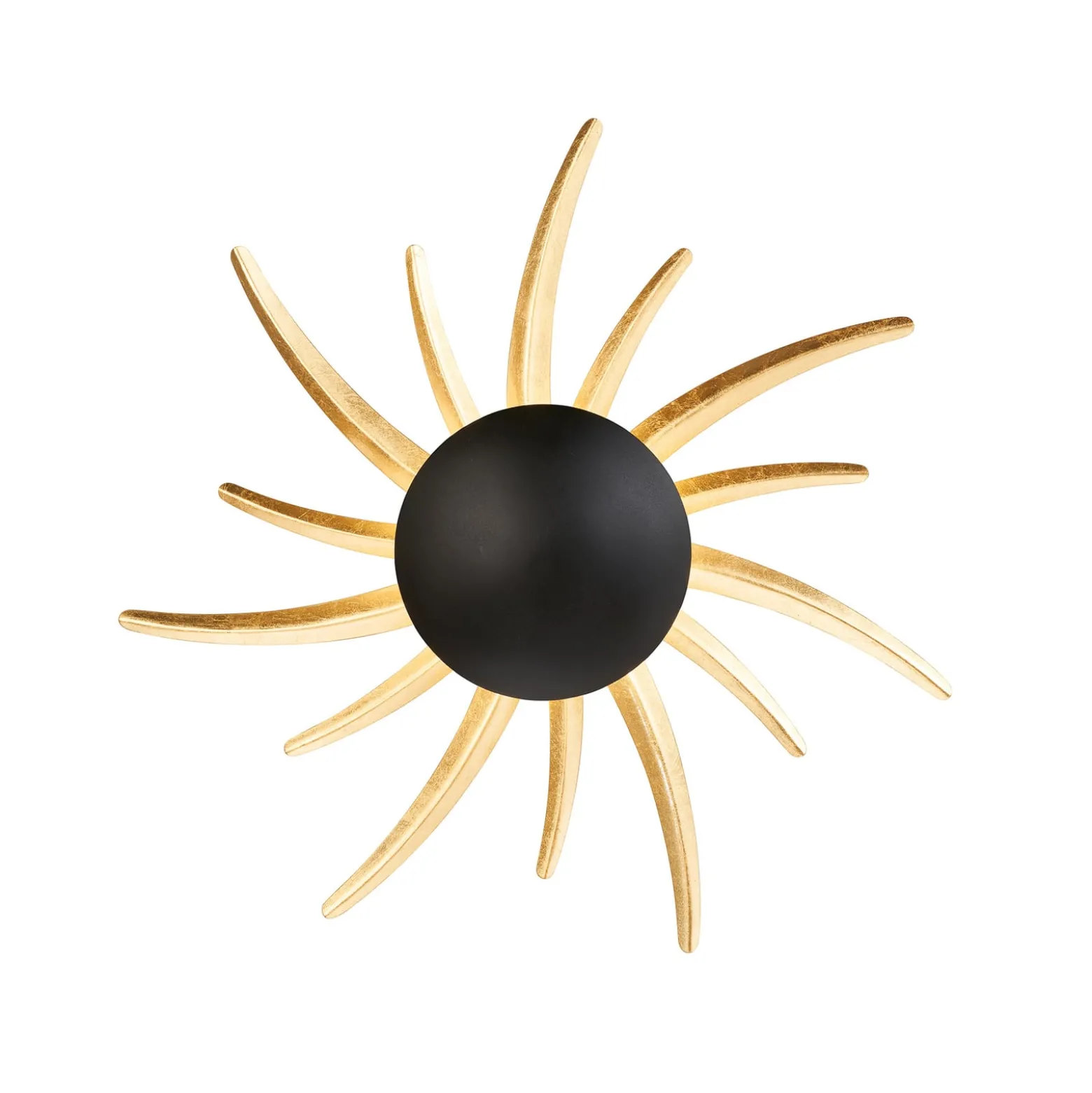 LED-seinävalaisin Sol, musta, kultaisilla säteillä