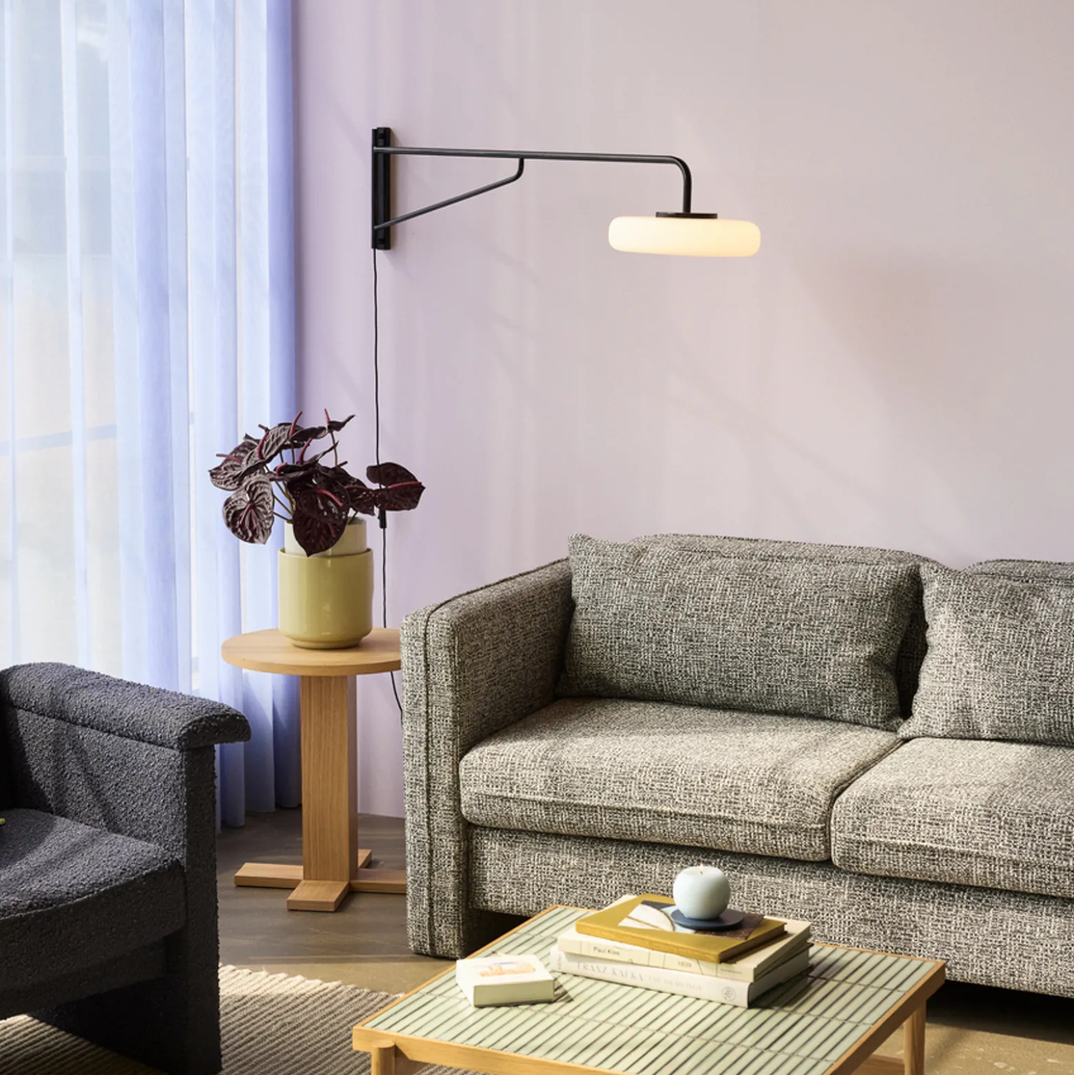 LED-seinävalaisin Sway, musta, ulottuvuus 120 cm, metalli