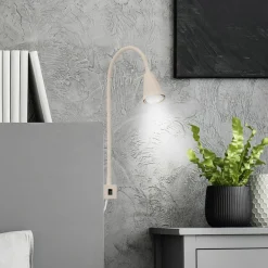 LED-seinävalaisin Tuso, beige, sängyn kiinnitys, metalli, taipuisa varsi