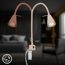 LED-seinävalaisin Tuso, beige, sängyn kiinnitys, metalli, taipuisa varsi