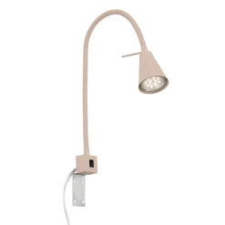 LED-seinävalaisin Tuso, beige, sängyn kiinnitys, metalli, taipuisa varsi