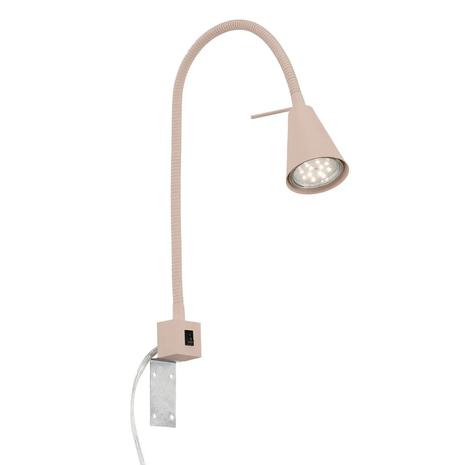LED-seinävalaisin Tuso, beige, sängyn kiinnitys, metalli, taipuisa varsi