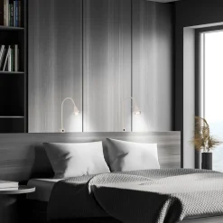 LED-seinävalaisin Tuso, beige, sängyn kiinnitys, metalli, taipuisa varsi