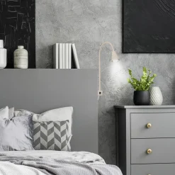 LED-seinävalaisin Tuso, beige, sängyn kiinnitys, metalli, taipuisa varsi