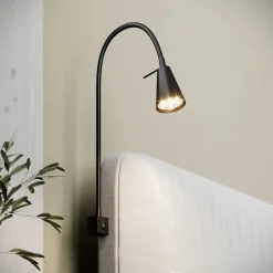 LED-seinävalaisin Tuso, musta, sängyn kiinnitys, metalli