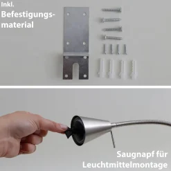 LED-seinävalaisin Tuso, nikkelöity, sängyn kiinnitys, metalli