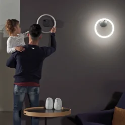 LED-seinävalaisin Ulaop, yksi rengas, musta