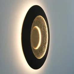LED-seinävalaisin URANO GIGANTE XL, musta/kultainen, halkaisija 100 cm,