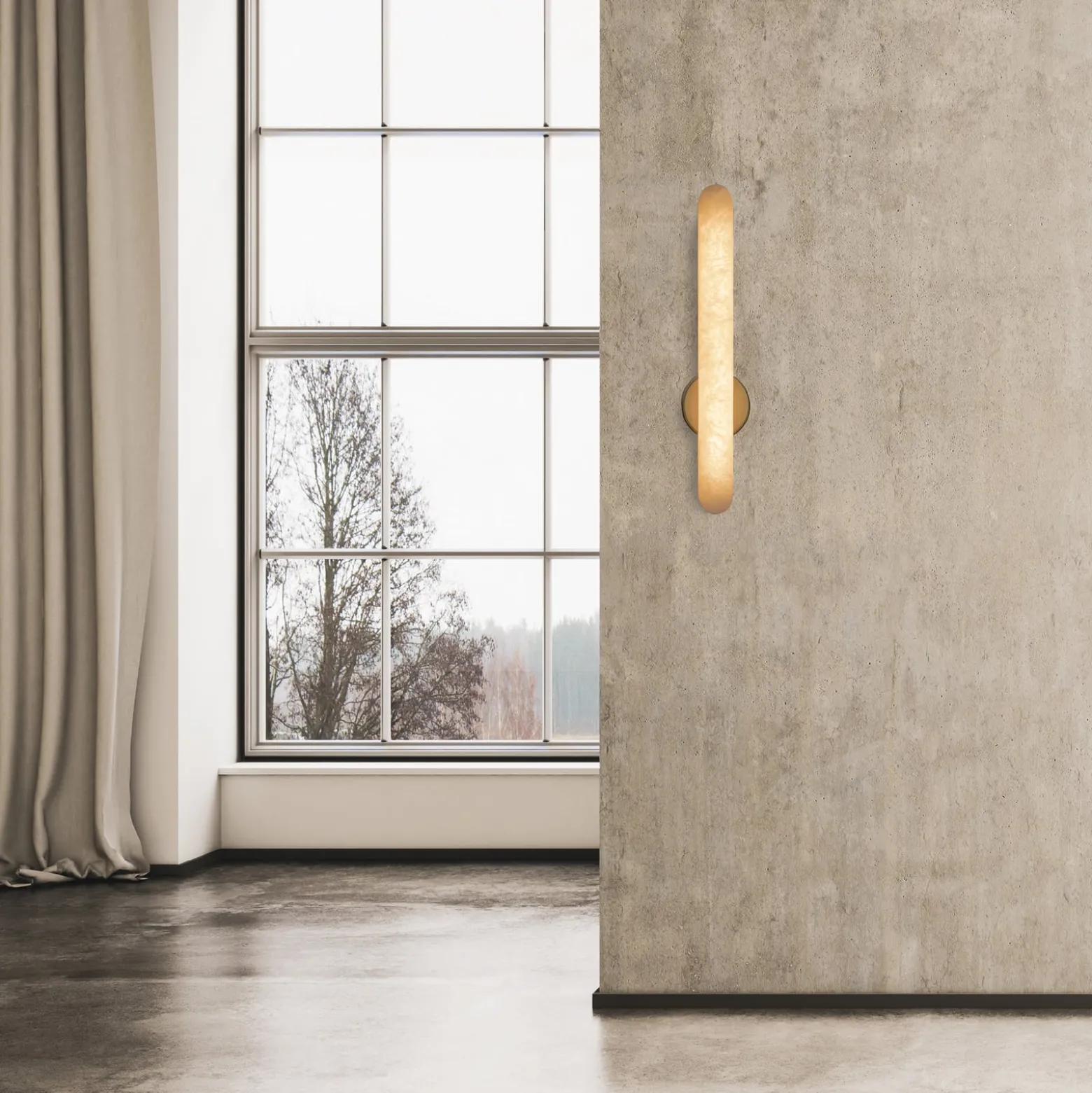 LED-seinävalaisin 2547, valkoinen, korkeus 37 cm, alabasteri, himmennettävä