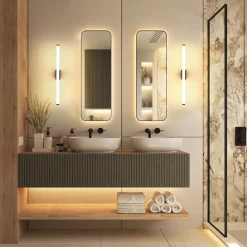 LED-seinävalaisin VINA M, musta, leveys 60 cm, IP44, CCT