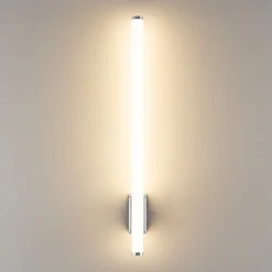 LED-seinävalaisin VINA UP M, kromivärinen, korkeus 60 cm, IP44 CCT