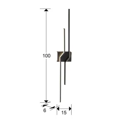 LED-seinävalaisin Zig Zag, korkeus 100 cm, musta, metalli, 4-lamppuinen.