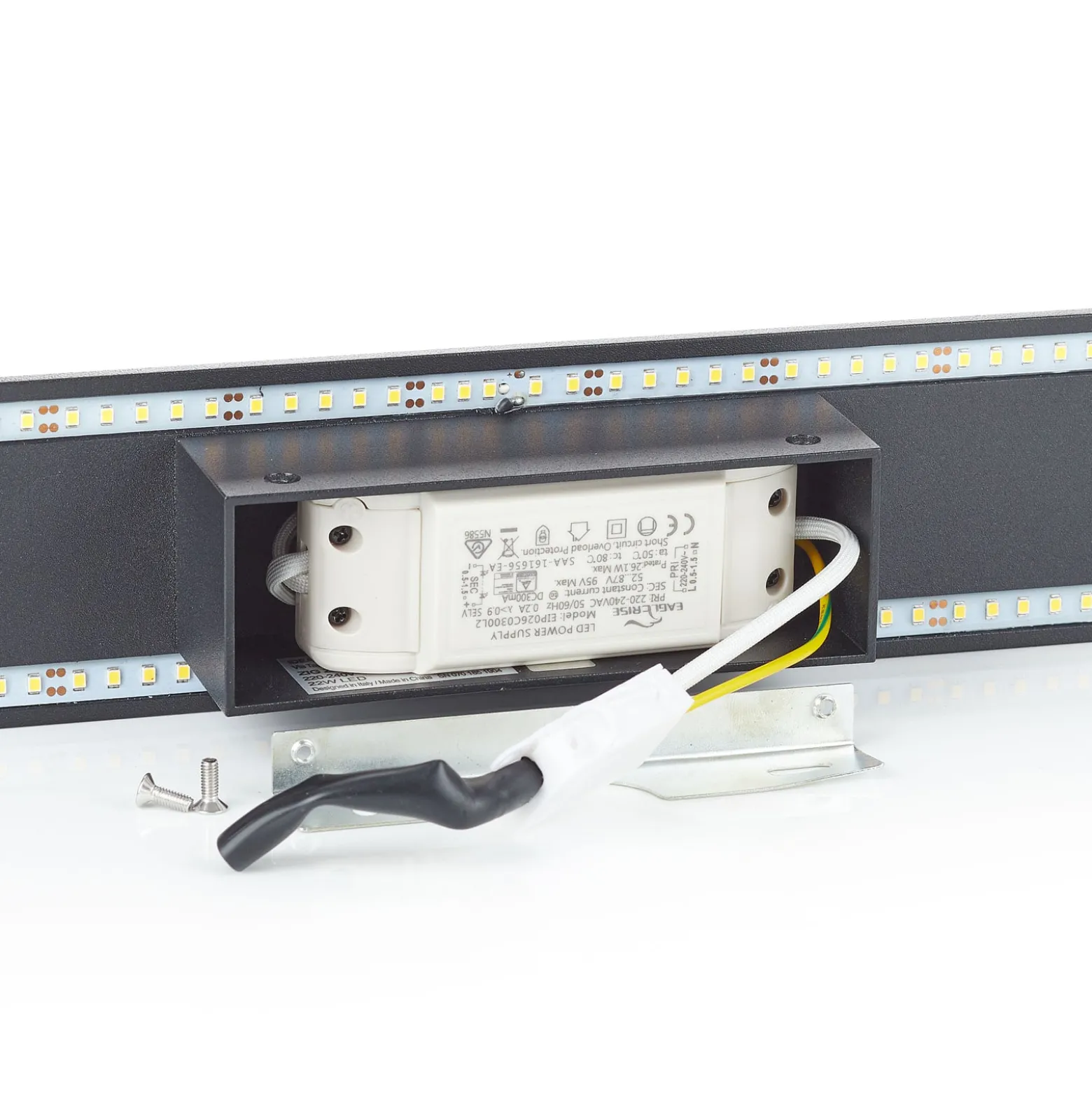 LED-seinävalaisin Zig Zag, musta, leveys 53 cm
