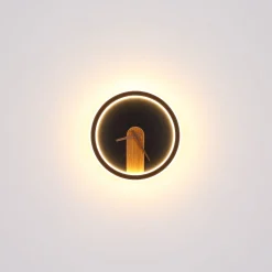 LED-seinävalo Sussy kellolla, musta/tumma puu