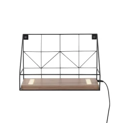 LED-seinävalotaulu puuhyllyllä, 30x15cm