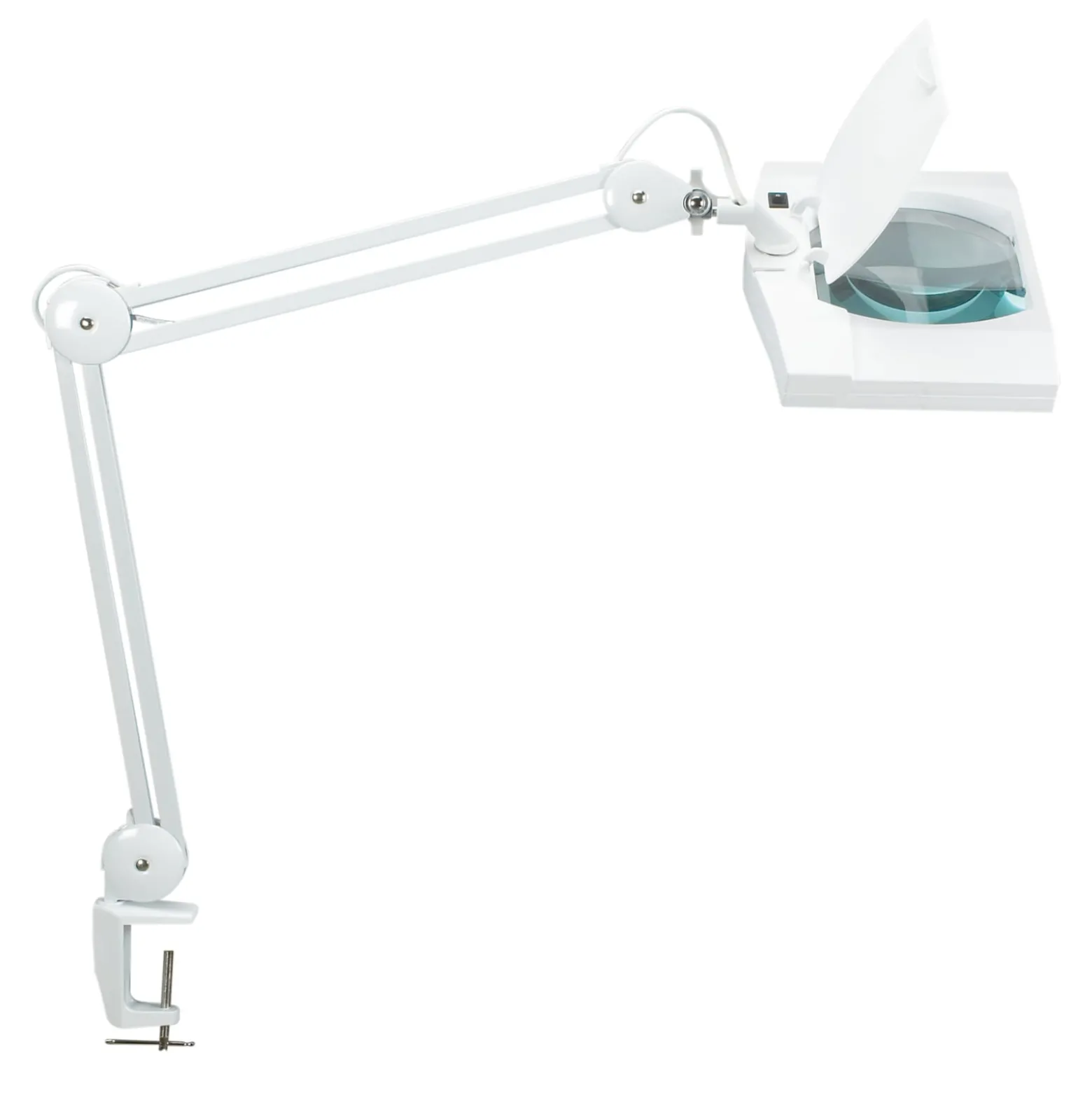 LED-suurennuslasivalaisin MAULvitrum, valkoinen, puristin, metallia