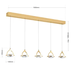 LED-tankoriippuvalo Moon, 5 lamppua, kulta