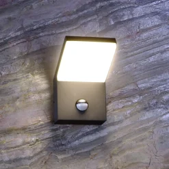 LED-tunnistimella varustettu ulkoseinävalaisin Tucanae, harmaa, korkeus 22 cm,