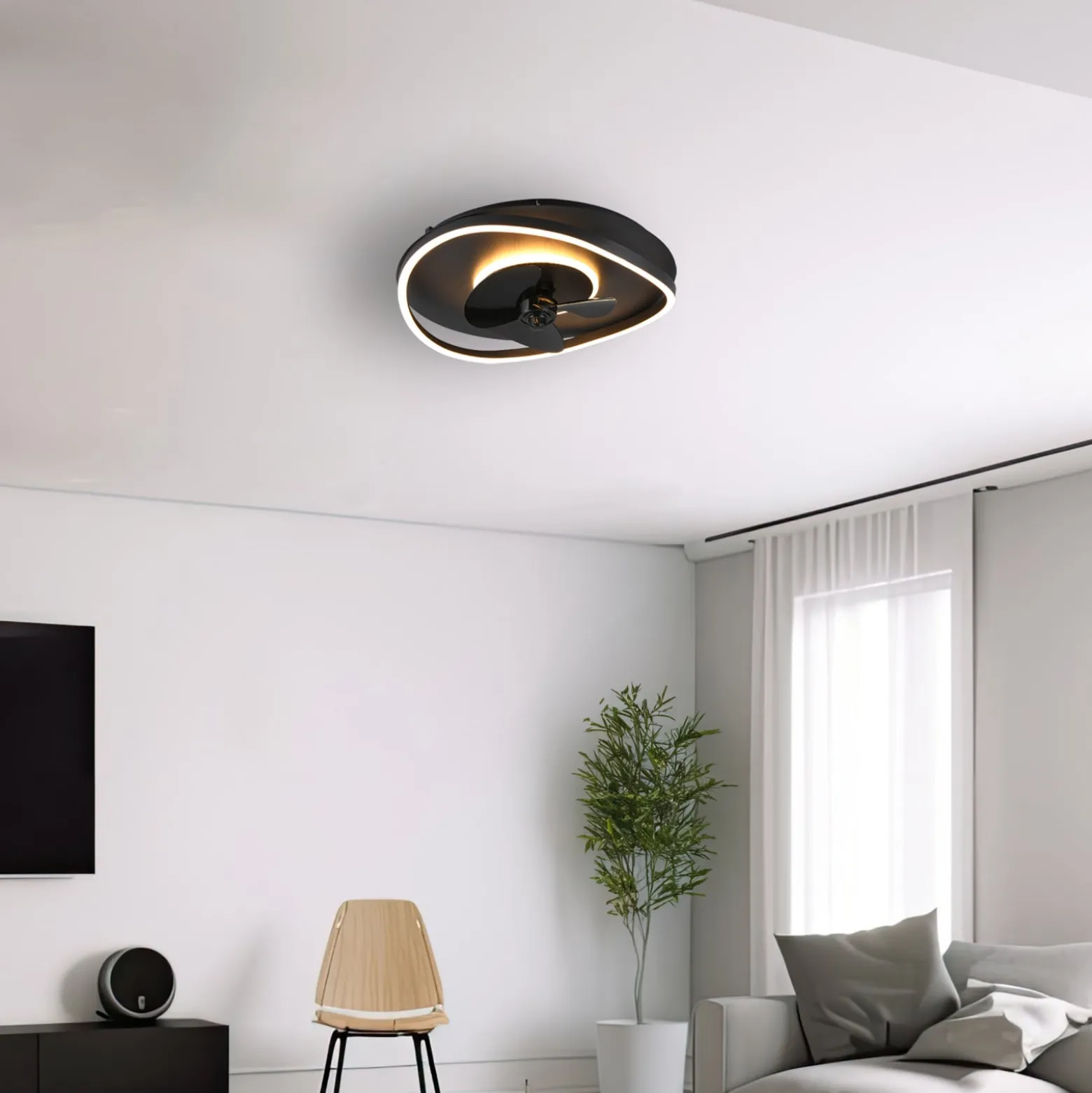LED-tuuletin Sortland, DC, hiljainen, 50 cm, CCT, kaukosäädin