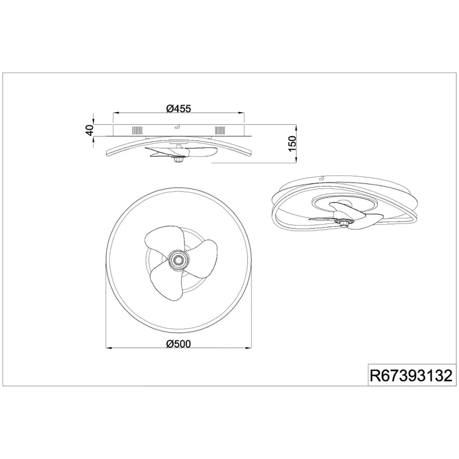LED-tuuletin Sortland, DC, hiljainen, 50 cm, CCT, kaukosäädin