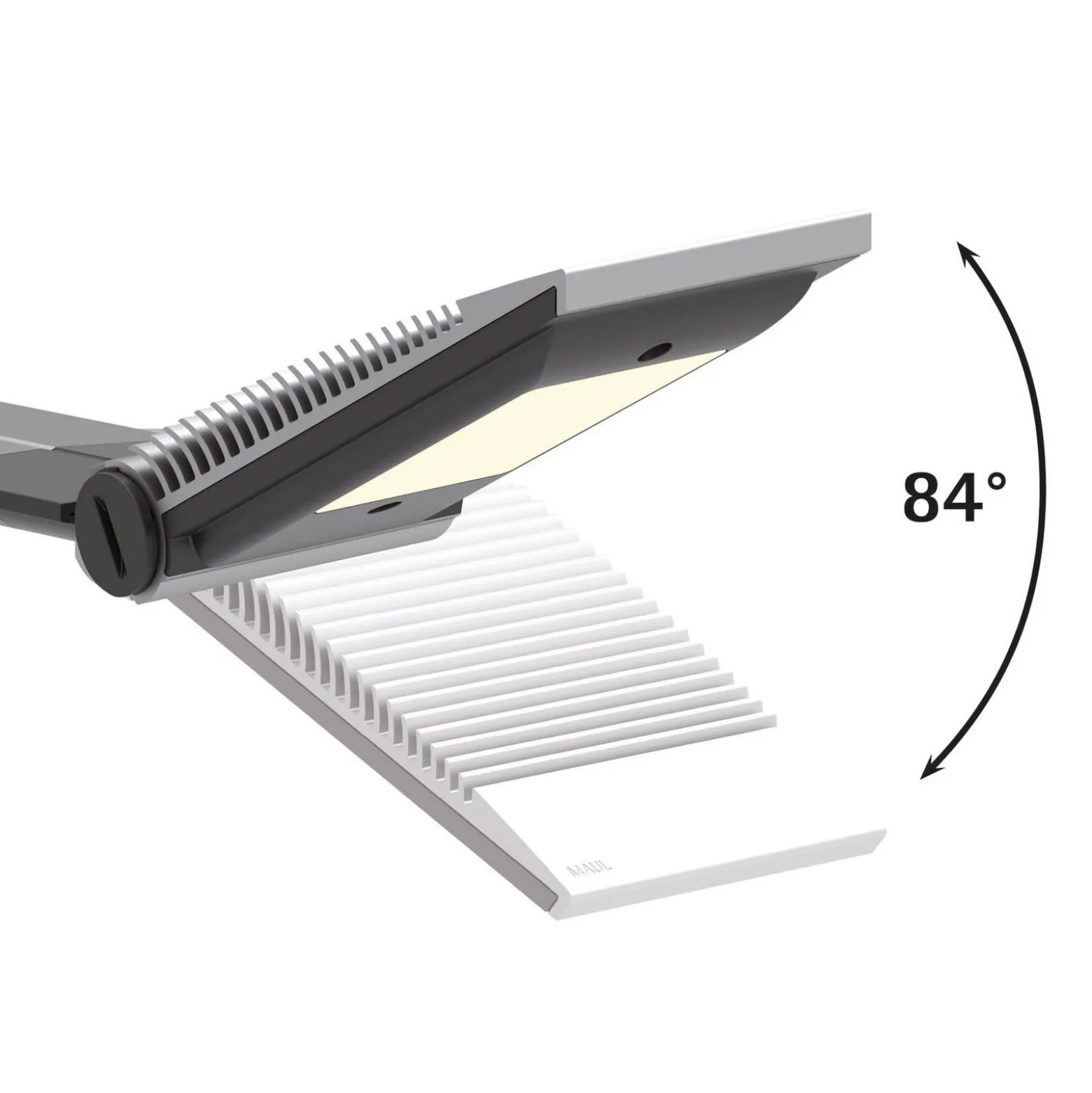 LED-työpöytälamppu MAULoptimus, hopea, puristinkanta, himmennettävä CCT