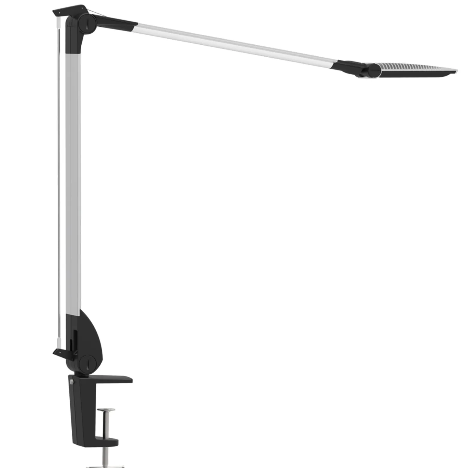 LED-työpöytälamppu MAULoptimus, hopea, puristinkanta, himmennettävä CCT