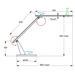 LED-työpöytälamppu Zig, musta käyttöpaneeli