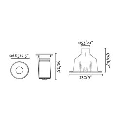 LED-uima-allasvalo Nok, nikkelivärinen, ruostumaton teräs, Ø 6,8 cm, IP68