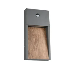 LED-ulkoseinälamppu SALMON, puunäköinen, korkeus 33 cm IP44