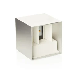 LED-ulkoseinävalaisin Cube, alumiinivärinen, metalli, 10 cm, ylös/alas