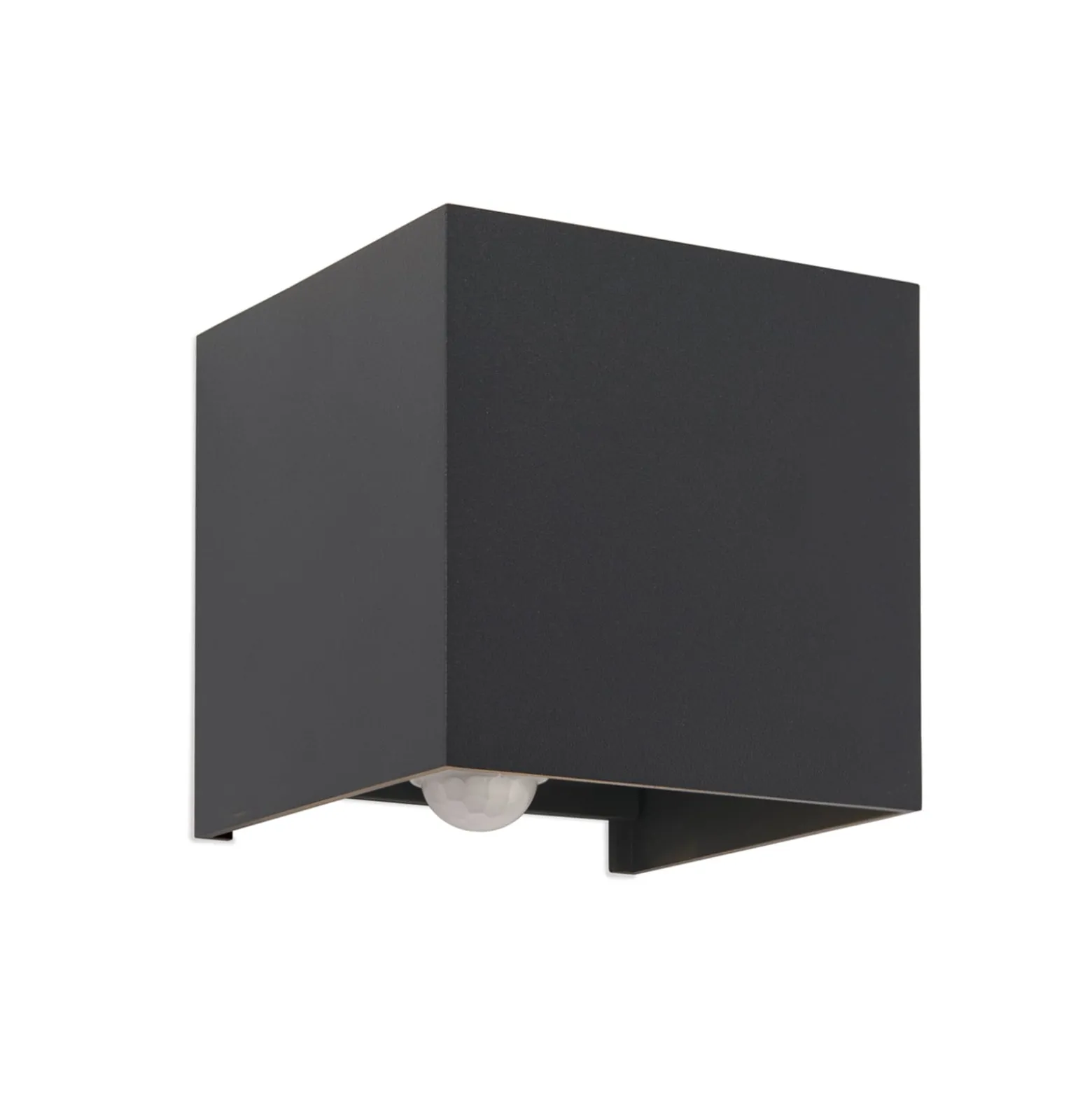 LED-ulkoseinävalaisin Cube-S, antrasiitti, metalli, anturi