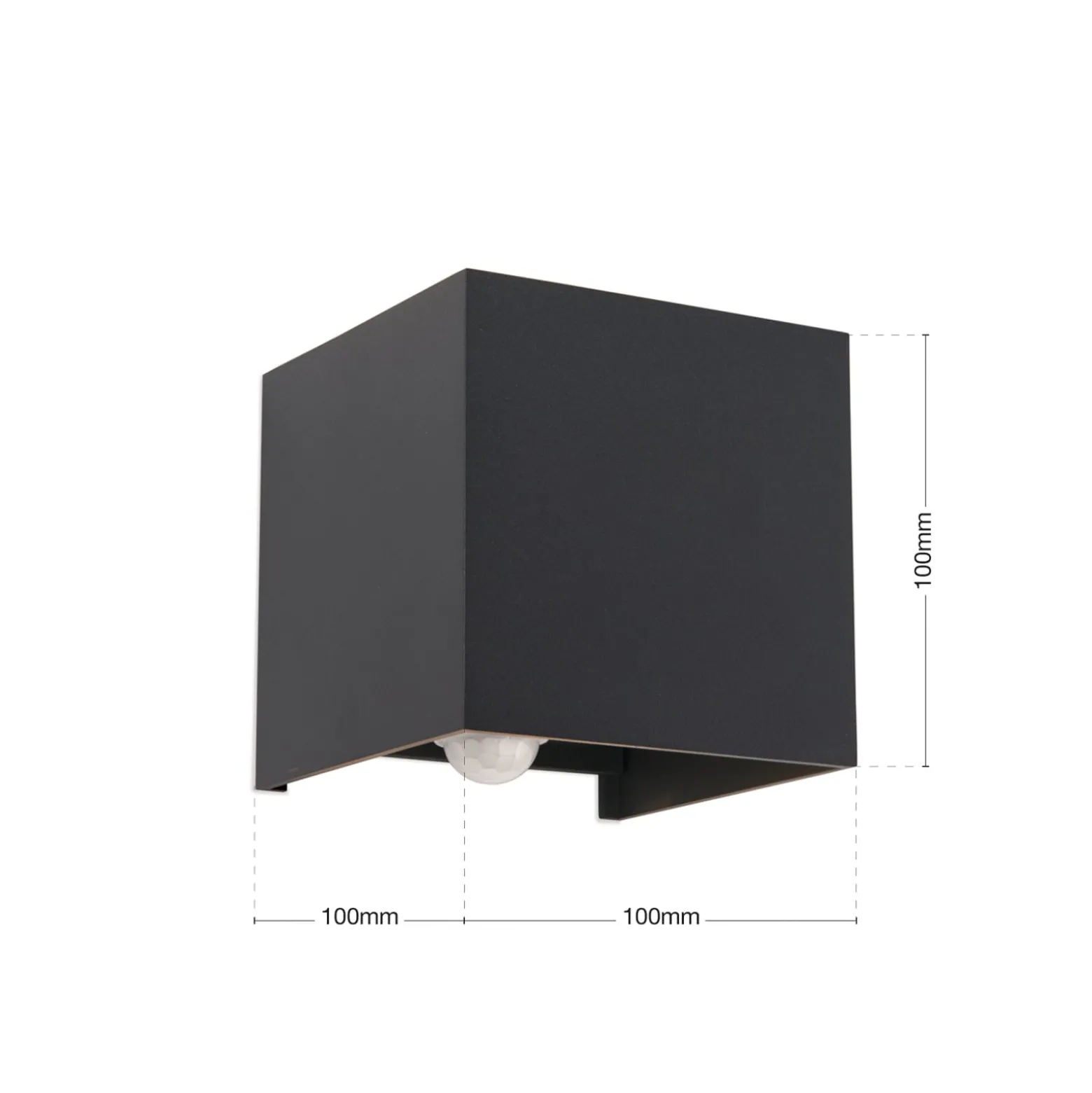 LED-ulkoseinävalaisin Cube-S, antrasiitti, metalli, anturi