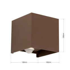 LED-ulkoseinävalaisin Cube-S, corten, metalli, anturi