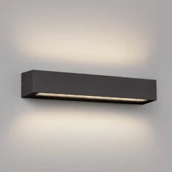 LED-ulkoseinävalaisin Doro, harmaa, alumiini, leveys 38 cm, 2-valo.