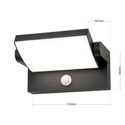 LED-ulkoseinävalaisin Ginger, anturi, antrasiitti, IP54