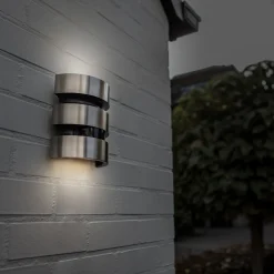 LED-ulkoseinävalaisin MAYA, ruostumaton teräs, korkeus 18 cm, IP44