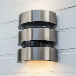 LED-ulkoseinävalaisin MAYA, ruostumaton teräs, korkeus 18 cm, IP44
