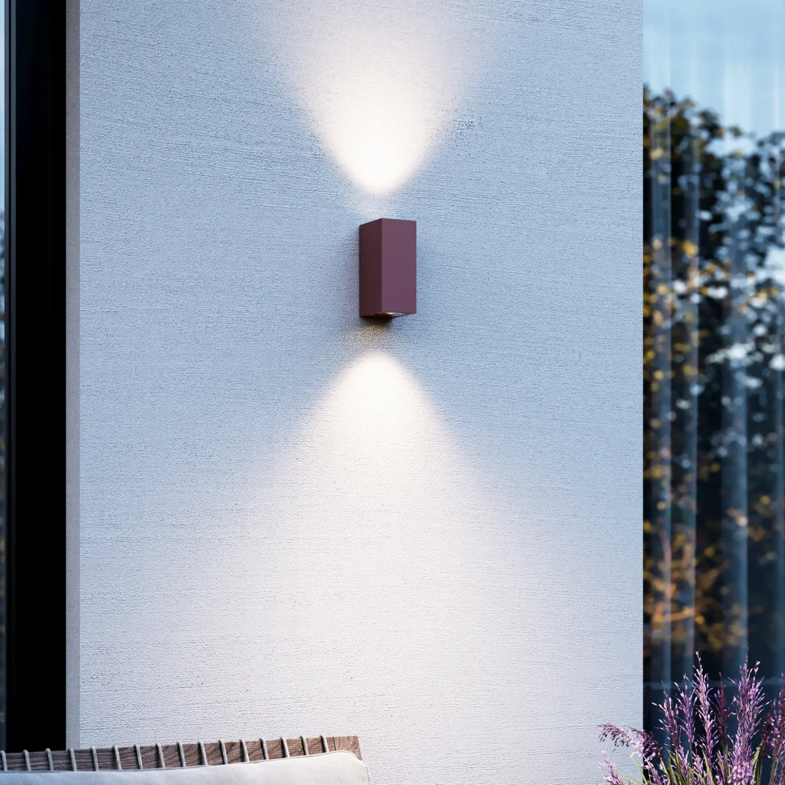 LED-ulkoseinävalaisin Tavi, ruosteenruskea, alumiini, ylös/alas -valaisin