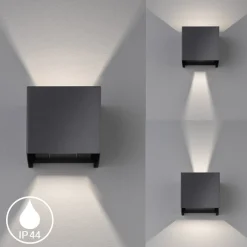 LED-ulkoseinävalaisin Wall, kuutio, musta