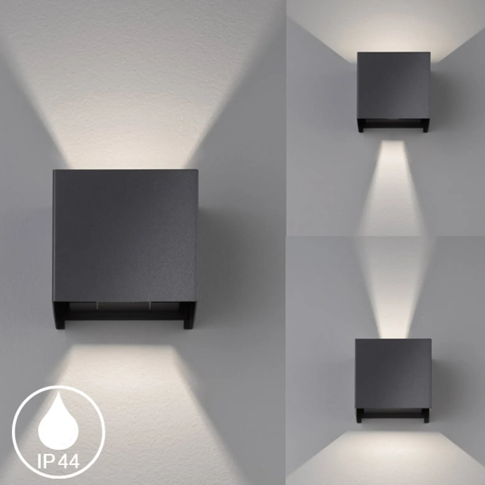 LED-ulkoseinävalaisin Wall, kuutio, musta