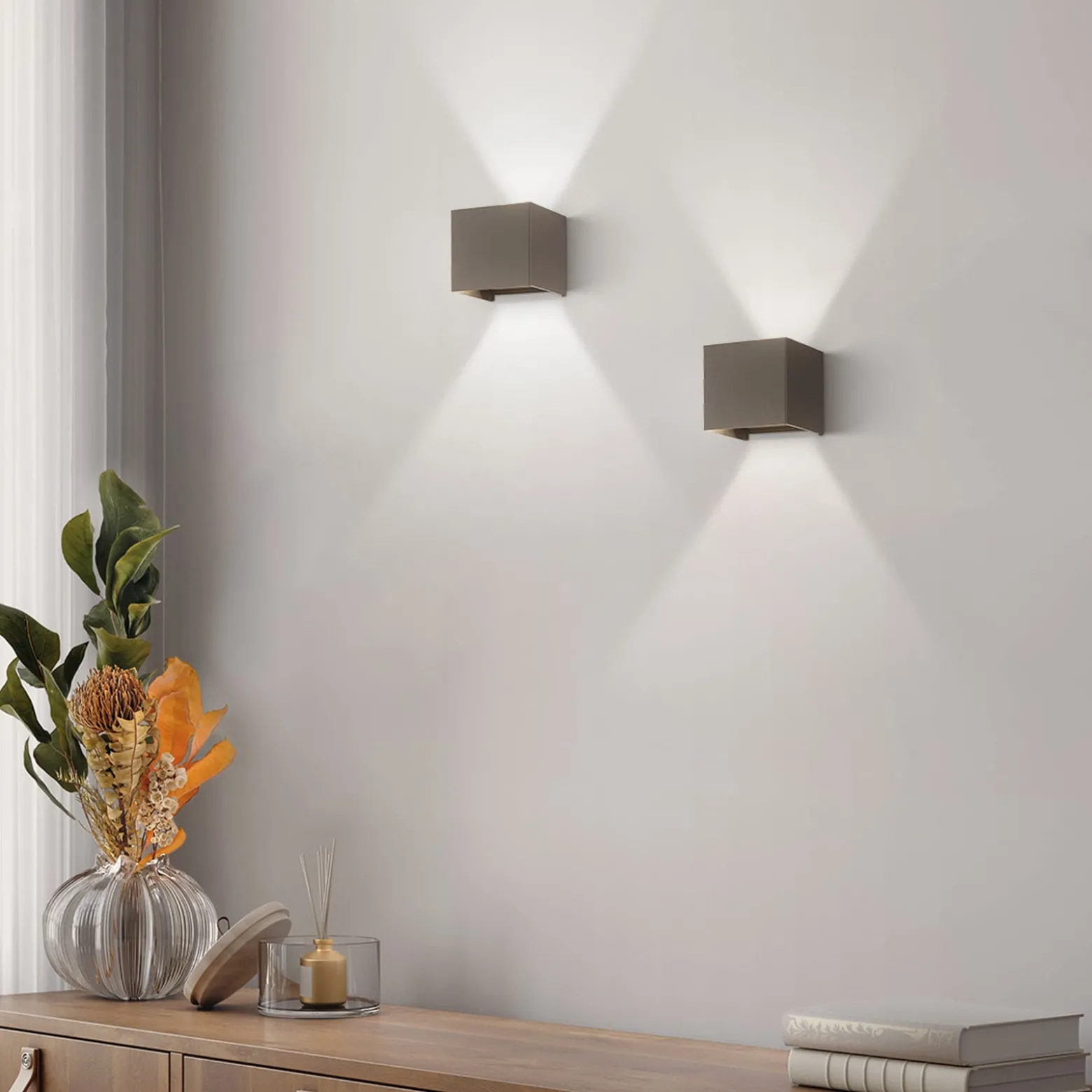 LED-ulkoseinävalaisin Wall, kuutio, musta
