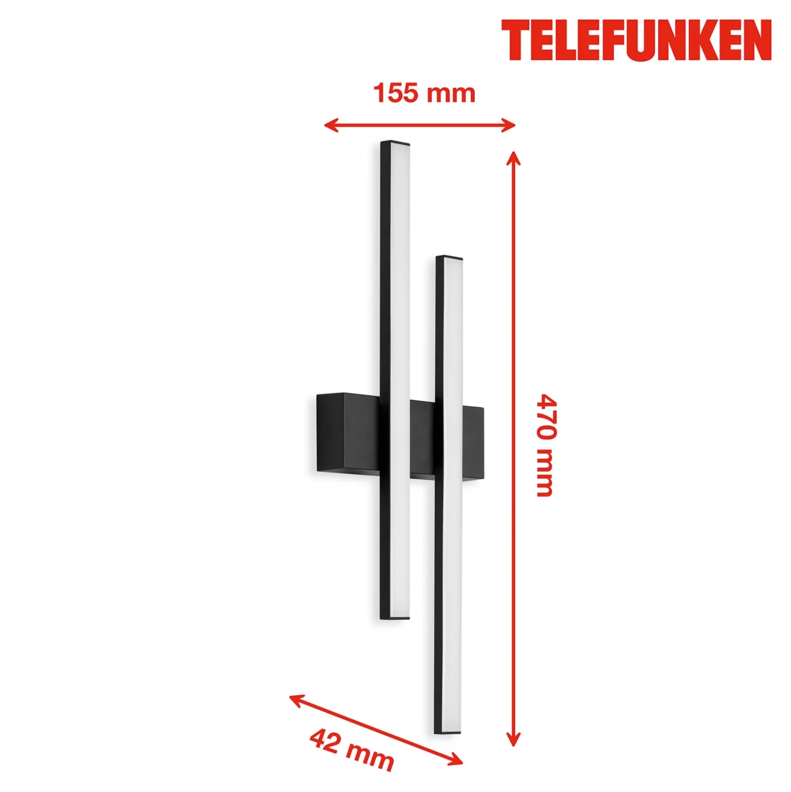 LED-ulkoseinävalo Graz suora 2-lamppuinen, musta