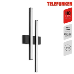 LED-ulkoseinävalo Graz suora 2-lamppuinen, musta