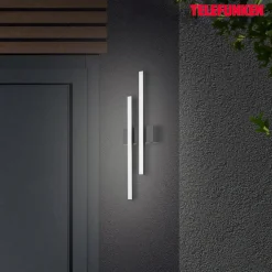 LED-ulkoseinävalo Graz suora 2-lamppuinen, musta