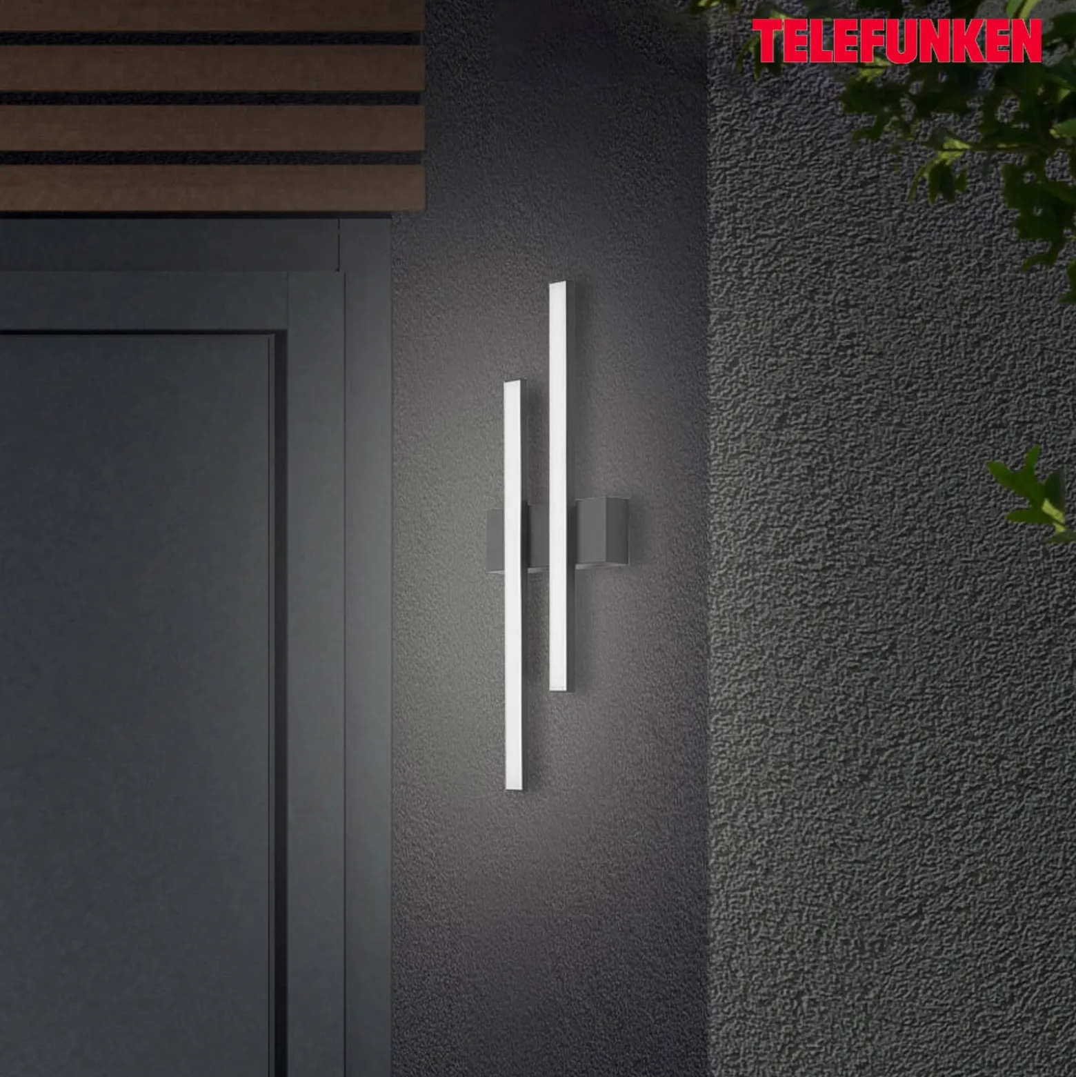 LED-ulkoseinävalo Graz suora 2-lamppuinen, musta