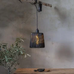 LED-ulkovalaisin ripustusvalaisin Narunaru musta muovi Ø 15cm paristo