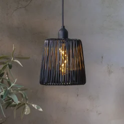 LED-ulkovalaisin ripustusvalaisin Narunaru musta muovi Ø 15cm paristo