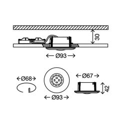 LED upotettava valaisin Attach One, matta nikkeli, IP65
