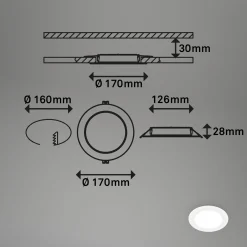 LED uppoasennusvalaisin Jeft, Ø 17 cm, valkoinen, 4000K, ei himmennettävä